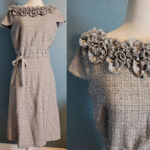 Retro Ruffle Neckline Dress